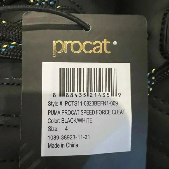 Puma pro cat speed force cleat big kid 4 black white blue soccer shoes cleats - Picture 16 of 17